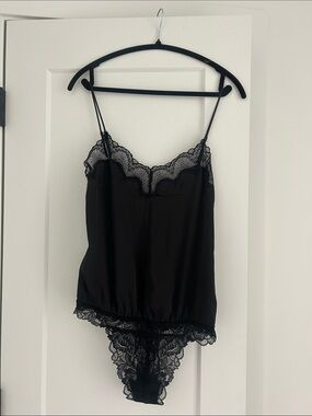 NWT Free People Black Satin Lace Bodysuit Cami Teddy
Size -Small